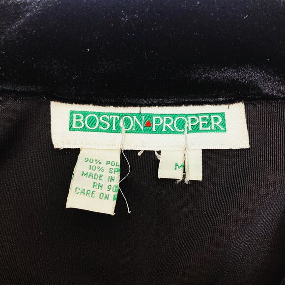 Vintage Boston Proper Black Velvet Button Up Midi Dress Gold Buttons Size M - Picture 15 of 15